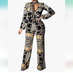 Elegant Black and Gold Jumpsuit